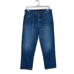 6397 Blue Button Closure Shorty Cropped Baggy Jeans size 27